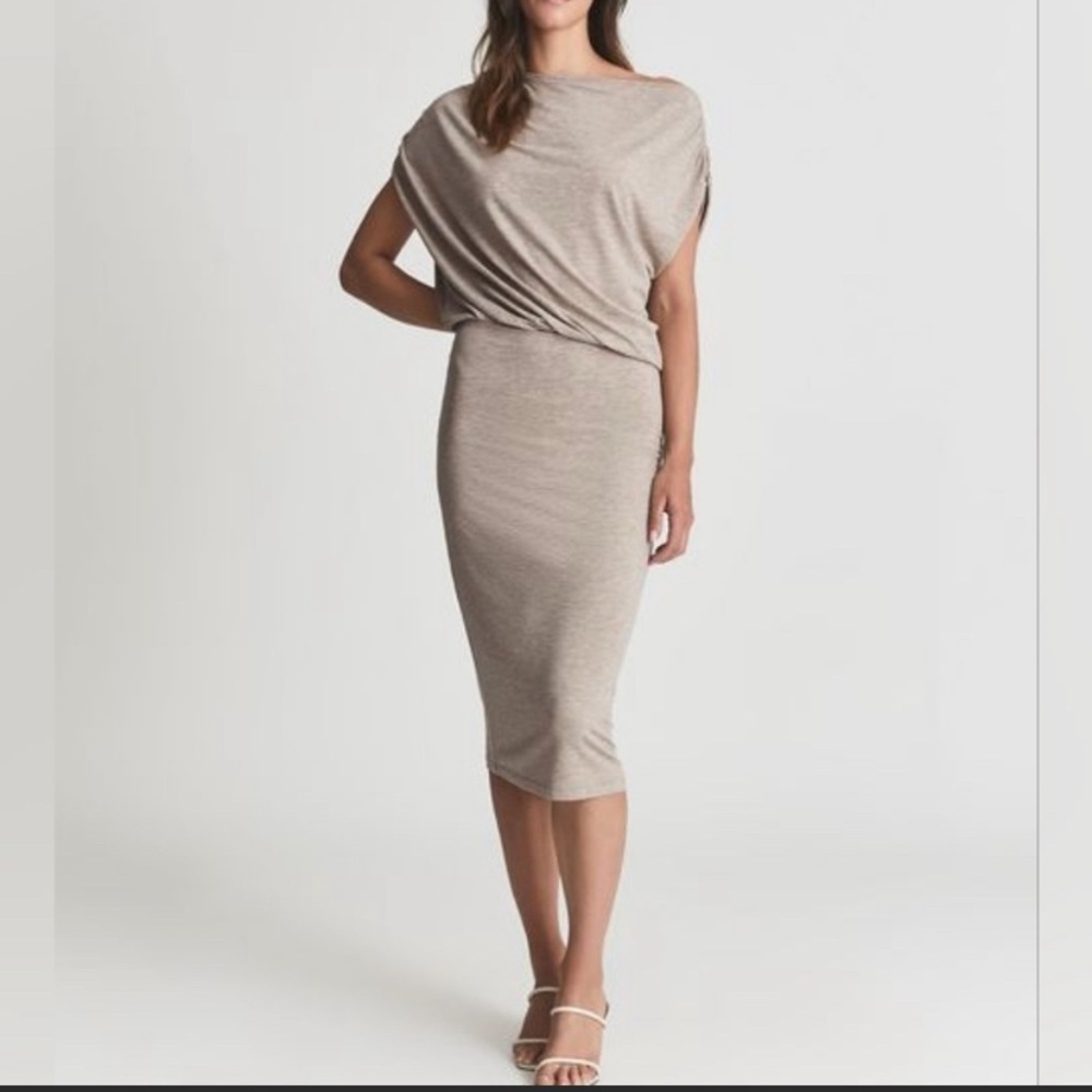 NWT REISS | Evelyn Drapey Jersey Dress - Nude